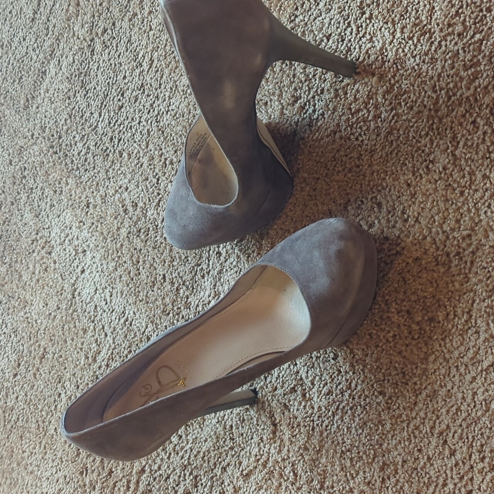 Brown suede platforms